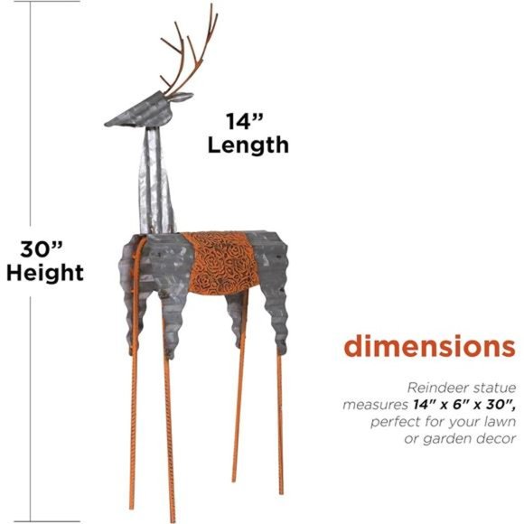 Alpine Sheet Metal Reindeer, Outdoor Festive Decoration 30 - Picture 2 of 6